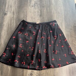 Love Tree 90’s Black Skater Skirt with Red Cherry Print